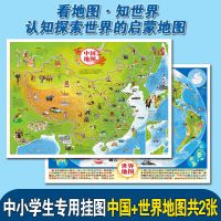 磁力中国地图拼图+世界地图拼图全2册高清防水初中小学生挂图家用 中国知识地图+世界知识地图(非拼图)
