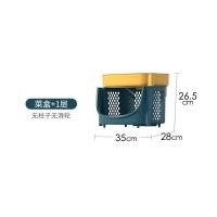 厨房置物架蔬菜收纳架家用菜篮子落地多层多功能放菜架子果蔬调料 绿色 1层+菜盒[无滚轮 无支架]