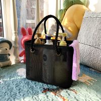 沥水速干洗澡篮收纳大容量手提浴筐网格洗浴包洗漱筐可折叠游泳兜 黑武士