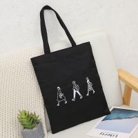 [休闲大容量]购物袋棉麻休闲百搭包帆布包环保文艺单肩大包女包 云志1764黑-三人行