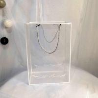 七夕情人节PVC透明手提手拎袋花袋加厚防水包花袋伴手礼花店用品 PVC 白色空袋子 兔子+拉菲草+贺卡+串灯