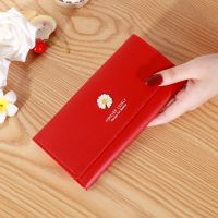 2021韩版新款钱包女士长款拉链大容量简约雏菊百搭手拿包手机包 红色