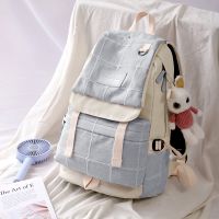 双肩包女学生韩版ins初中生高中生大学校园书包女耐磨帆布背包女 579灰色[高密度耐磨面料] 送毛球+香包
