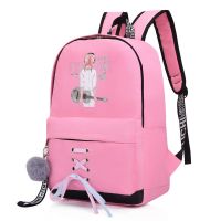 初中学生书包女韩版休闲校园高中双肩包背包高中小学生书包时尚潮 601#粉色-吉他姑娘 单个书包(无赠品)