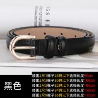 ins风皮带女真皮时尚百搭西裤职业正装女士细腰带黑牛皮牛仔裤带 黑色 95cm[适用2尺1左右]