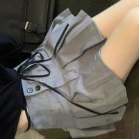 [高校学妹]学院风百搭百褶裙拉高比例显瘦短款裤裙女 灰色 S 建议80-90斤