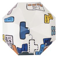 俄罗斯方块全自动遮阳伞女防晒防紫外线五折叠超轻便携迷你太阳伞 俄罗斯方块-三折手动易开收