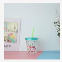 碎冰杯女学生夏日塑料吸管大容量少女心冷饮碎杯创意可爱水杯韩版 瓶盖350 瓜子版 随机发 单个水杯