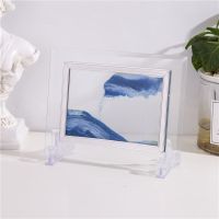 沙漏摆件山水流沙画工艺品创意办公室玻璃摆件家居装饰画送人佳品 蓝色 5寸