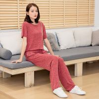 套装女夏季休闲套装女2021新款潮三件套时尚中年两件套女装春秋季 果酱红两件套 阔腿裤套装 小码[80至120斤]