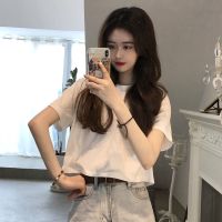 港风蓝球服假两件短袖t恤女ins潮宽松韩版百搭原宿风炸街半袖上衣 乳白色 XL 适合120-135斤