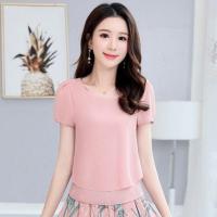 单/套装女夏新款大码雪纺时尚宽松连衣裙两件套碎花遮肚半身裙子 粉色[单件上衣] S 70斤以下特瘦