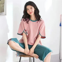 棉睡衣女夏季套装夏天学生ins薄款可外穿短袖七分裤家居服莎丞