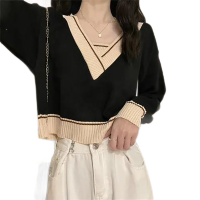 V领毛衣女2021早秋新款内搭修身打底衫秋冬洋气显瘦针织性感上衣