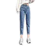 2022新款春季小个子牛仔裤女宽松高腰直筒显瘦老爹萝卜裤哈伦裤 莎丞