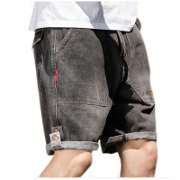 夏天网红灰色男士牛仔短裤男宽松直筒五分裤工装潮牌中裤薄款马裤 莎丞