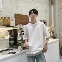 夏季假两件短袖t恤男拼接圆领ins潮牌港风宽松百搭潮流五分袖上衣莎丞