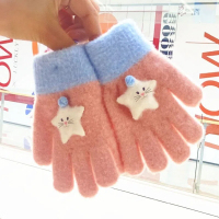 儿童宝宝手套冬季男女童3卡通6岁可爱幼儿园加绒防寒保暖小孩手套 莎丞