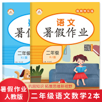 暑假作业二年级语文数学共2本人教版 小学2年级语数RJ版暑假期同步作业类练习复习测试巩固拓展提升综合教辅书