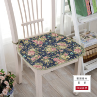 全棉四季田园花朵椅垫办公室薄座椅垫防滑餐椅垫电脑椅子坐垫 巴黎-椭圆棉布 40x45cm带绑带
