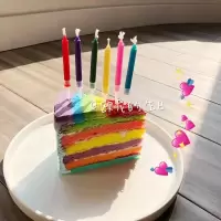 彩色的烛光韩国ins小红书生日蛋糕烘焙蜡烛 彩虹颜色火苗火焰 一盒6色
