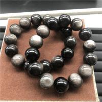 天然银曜石手链 远超普通黑曜石招财辟邪功效 猫眼效应 特价 银曜石单圈10mm