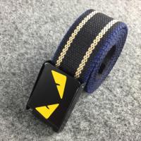 9.9元 男女士情侣款自动帆布腰带韩版印花布料裤带时尚皮带 怪兽黑色 110cm