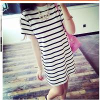 维品会女装清仓特卖夏天连衣裙9.9元特价京东9块9 101@白色短袖条纹 M[80-100斤]