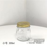 尼达利 玻璃果酱瓶罐子 豆瓣辣椒酱密封瓶金色小中大号 小号300ml(8.4x8.4x9.3cm)