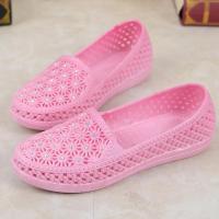 夏季塑胶凉鞋女护士鞋洞洞鞋白色塑胶鞋防滑水钻沙滩鸟巢鞋女 粉红色 36