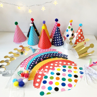 韩版生日帽迷你皇冠帽子宝宝生日派对装扮用品周岁派对装饰 一套 (9个帽子+2个皇冠)