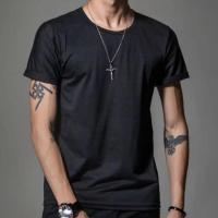 9.9元夏季男装工作工地半袖T桖中青年衣服耐脏短袖t恤干活穿 黑色 S