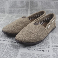 2021新款夏季大码女百搭平底浅口懒人一脚蹬休闲单鞋女鞋 9.9 亚麻色 9US/40.5码