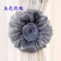 韩版蕾丝花朵窗帘绑带挂钩 窗帘扣 扎束带绑花一对欧式窗帘夹 玫瑰灰色2个
