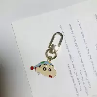 冲冠优惠日本卡通简约蜡笔小新钥匙扣airpod保护套挂链包挂件 睡帽小新