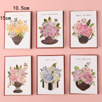 带信封折叠生日贺卡韩国创意涂鸦小卡片万用祝福感谢情人卡 一套6张