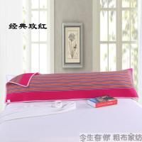 枕头巾长款双人加密加厚双人老粗布枕巾1.2米1.5米1.8米 经典玫红1.2米