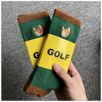 一双 潮袜 Golf wang CFG音乐节限定刺绣袜 男女短棉袜纯色薄 订染墨绿 薄 一双价格 工艺:刺绣