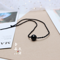 简约天然红黑玛瑙情侣项链转运珠吊坠锁骨链一对学生闺蜜礼物男女 黑绳黑玛瑙一条