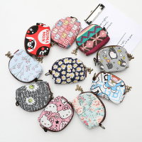 特价 加厚帆布零钱包女学生迷你大容量硬币包便携小方包 方形 浅蓝森系花