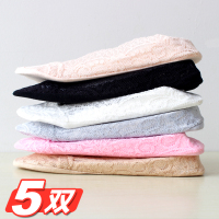 特价蕾丝袜子船袜女网纱花边日系薄款浅口高跟鞋隐形防滑短袜纯棉 浅粉4双 均码