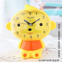 升级版双闹铃夜灯扫秒可爱儿童会说话卡通学生闹钟卧室床头小闹钟 黄猴 跳秒走时 单闹铃懒猪起床 15厘米