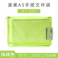 DUMEIA4|A5手提透明文件袋防水拉链会议收纳资料袋NF文具袋证件卡房产本袋发票单据袋学生财务用 A5浅绿色