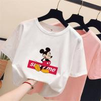 卫衣女春秋季韩版慵懒bf风薄款外套ins潮学生宽松中长款米奇上衣 单件[短袖#红框鼠] M [适合80至108斤]