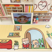 卡通图案超大可爱韩国网红桌布桌面防水鼠标垫学生大号桌垫少女心 小熊小女孩 66*29.5cm