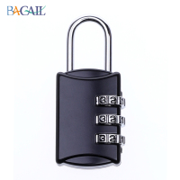 密码锁挂锁门锁小家用行李箱包笔记本锁学生背包宿舍健身房柜子锁 锌合金三组黑色