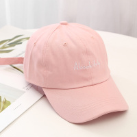 帽子女夏天女帽学生潮软顶棒球帽韩版男帽休闲百搭字母刺绣鸭舌帽 粉色 M(56-58cm)