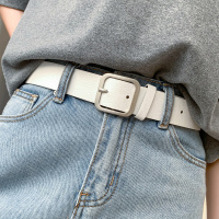 复古简约百搭皮带韩国学生做旧黑色休闲腰带宽牛仔裤带女装饰潮人 白色
