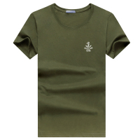 天天特价男士大码短袖T恤 纯棉加肥加大码圆领宽松半截袖打底衫潮 军绿色 M建议100-120斤
