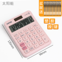 语音计算器可爱韩国糖果色学生用太阳能计算机财务会计专用大按键大屏幕办公用多功能考试大学计算器女生粉色 小号/粉色/双电源